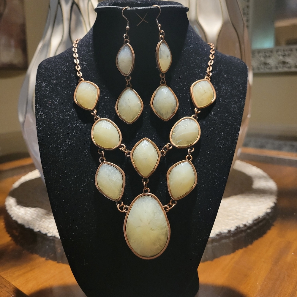Copper and Stone earring and necklace set? New! Never used.